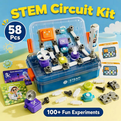 58PCS Kids Modular Circuit Science Experiment Set, STEM Educational Toy with 100 Fun Learning Projects