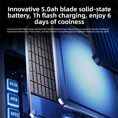 Outdoor portable neck-hanging fan with strong wind, built-in rechargeable battery, long-lasting cooling