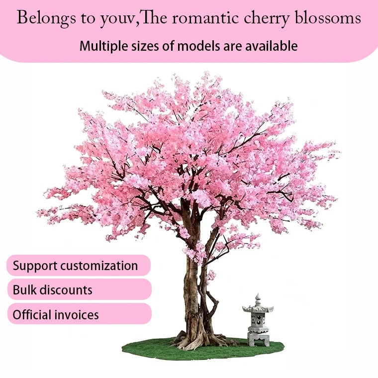 Artificial Cherry Blossom Tree, Large Fake Tree, Peach Blossom Tree, for Garden, Wedding, Hotels, Christmas & Home Deco