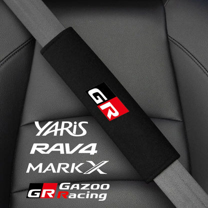 2Pcs Car Seat Belt Cover Suede Fluff Breathable Protection Pad For GR Sport Gazoo Racing RAV4 C-HR RZ Yaris Mark x Prado