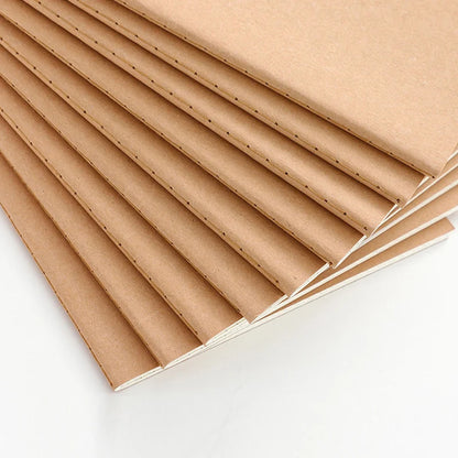 6 pcs A4 Kraft Paper Notebook,36 Sheets 72 Pages/Book Horizontal Line Blank Grid Inner Page Student Learning Testbook QP-66