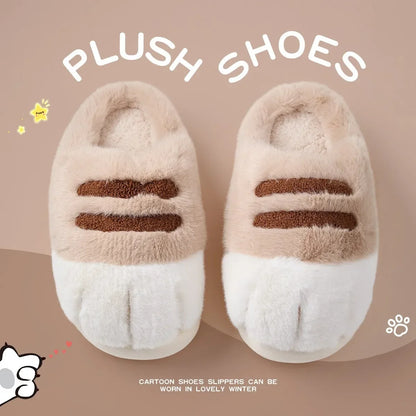 Winter Warm Slipper Women Home Fuzzy Cat Tiger Paw Claw Fur Plush Indoor Lazy man Thermal Furry House Shoe Funny Flat flip flop