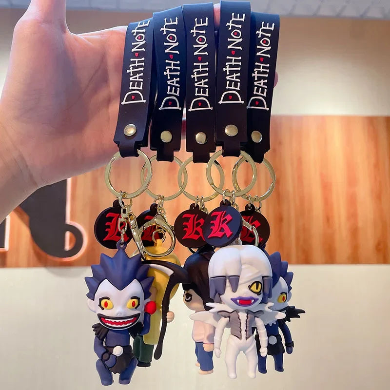 Death Note Keychain Anime L Ryuuku Ryuk Key Rings 3D Doll Figure Key Buckles Props Bag Accessories Friends Gift