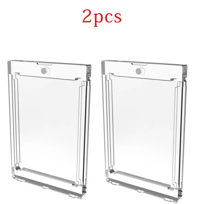 Set 35PT Card Holder Magnetic Acrylic Support Protectors Hard Plastic Sleeves Trading Display Case Baseball Football Sport Cards
