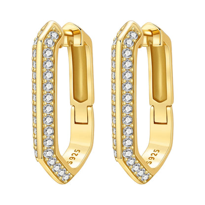 Orstarry Original 925 Sterling Silver Minimally Design Blue Zircon Earrings Women Hoop Earring Anniversary Jewelry Gifts