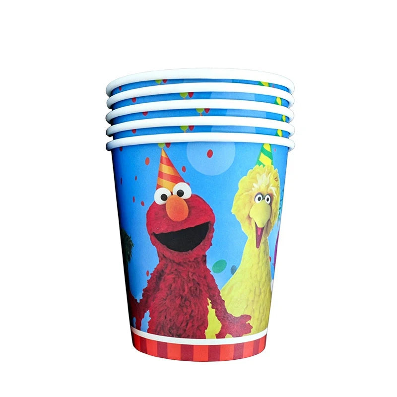 Birthday Party Decoration Set Supplies Cartoon Sesame Streets Birthday Party Supplies Tableware Balloon Cake Topper Banner Plate