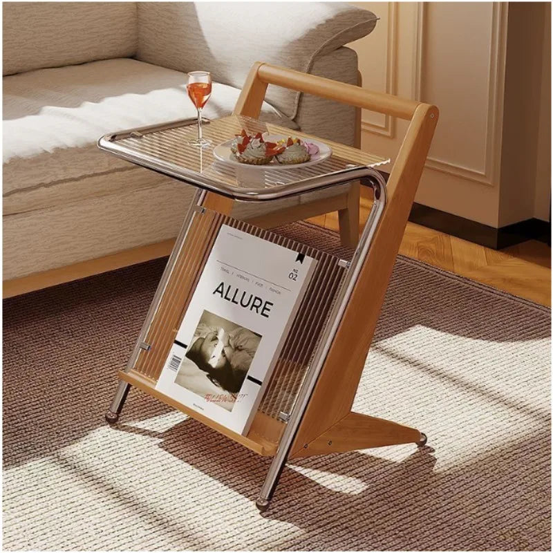 Solid Wood Side Table Mini Coffee Table Creative Corner Sofa Bedside Table for Home Bedroom
