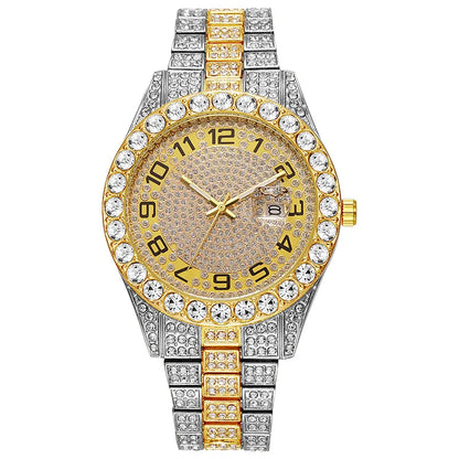 Hot Sale Diamond Watch for Men Luxury Iced Out Watches Calendar Quartz Wristwatches Male Clock Relogio Masculino Drop Shipping