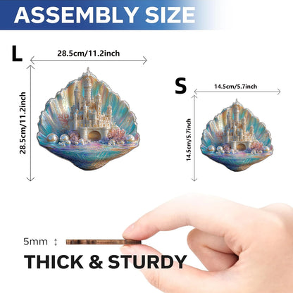Wooden Puzzle for Adults -Shell Castle Puzzle, Unique Shape Wooden Jigsaw Puzzles, Modern Art Home Decor, Good Gift Idea