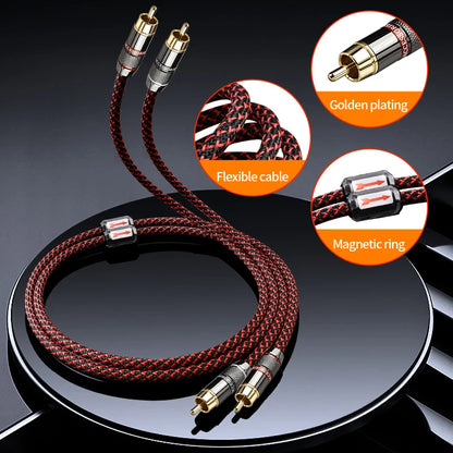 YYTCG 1 pair RCA audio cable 2 RCA to 2 RCA Interconnect Cables HIFI Stereo 4N OFC Male to Male For Amplifier DAC TV car audio