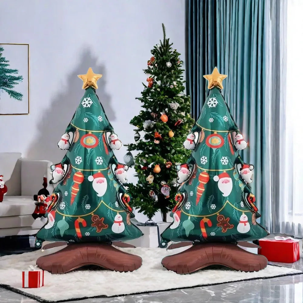 3D Large Inflatable Christmas Tree Balloons Standing Xmas Tree Foil Ballons Merry Christmas New Year Party Home Decor Supplies