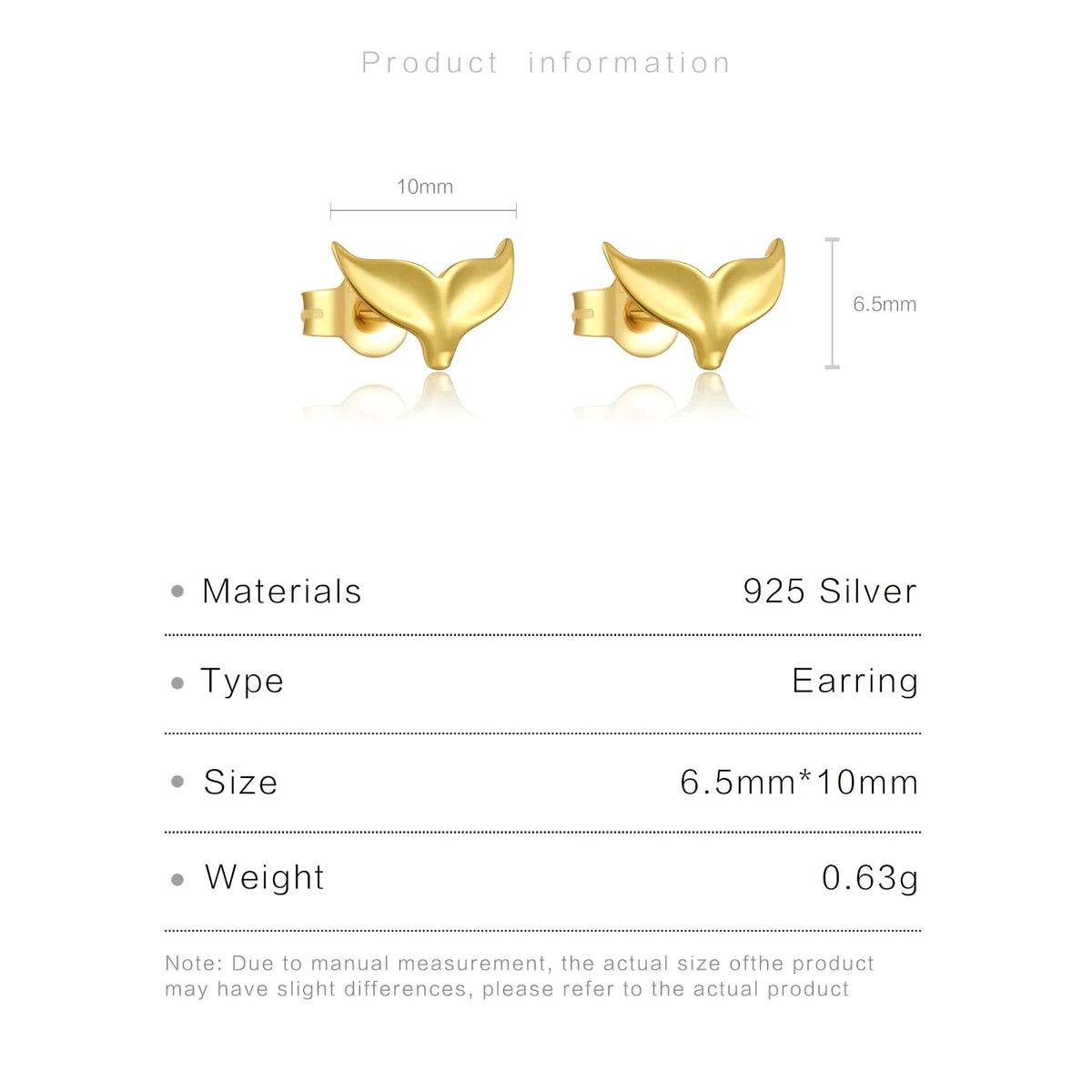 ANDYWEN 925 Sterling Silver Gold  Fish Tail Stud Earring Clips Piercing Pendiente Women luxury Fine Jewelry Simple Jewels