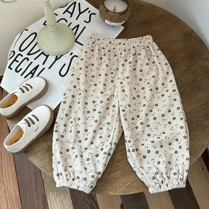 2026 Kids Girls Boys Corduroy Pants Spring Loose Harem Pants 1-8Y Korean Style Children's Clothes Autumn Casual Trousers Clothes