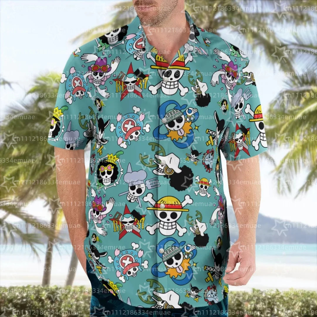 2026 Summer One Piece Strawhats Jolly Roger Hawaiian Shirts Summer Dry Quickly Men's T-Shirt Children's Clothing Tee Y2k Woman