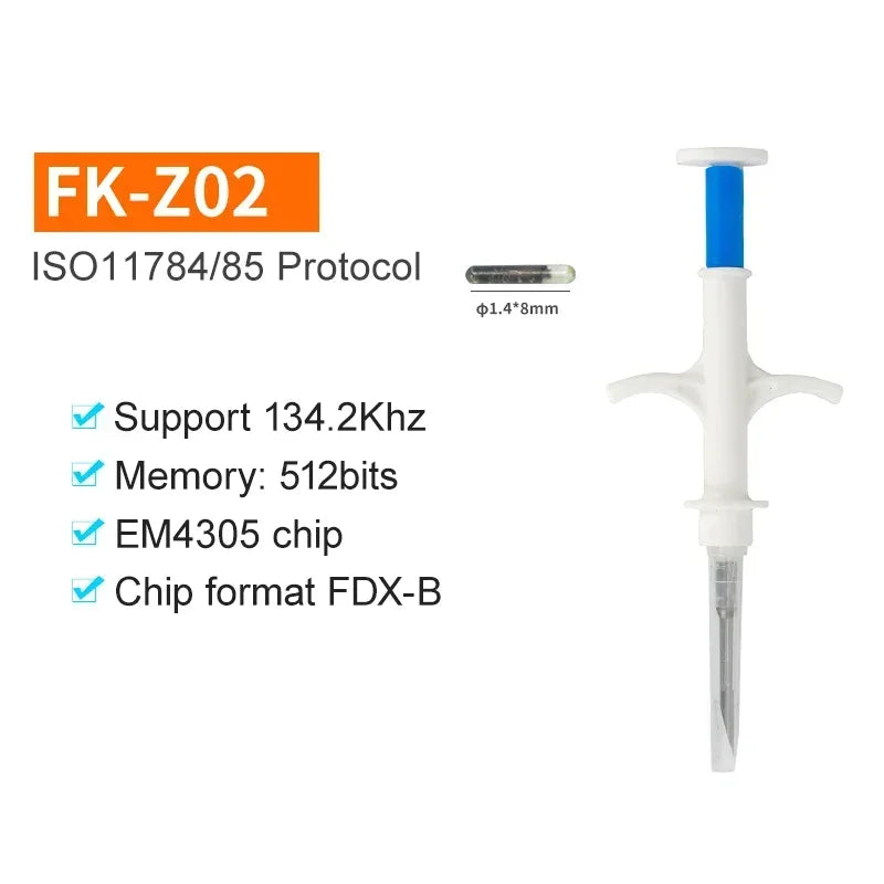 100Pack Animal EM4305 Microchip International Standard 134.2KHz FDX-B Pet Identification Chip Syringe Dog Microchip