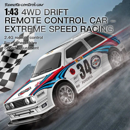 KF34 1/43 High Speed Drift RC Car With Light 2.4G 4WD Remote Control Mini GTR Racing Model Cars For Boys Kids Toy Gift