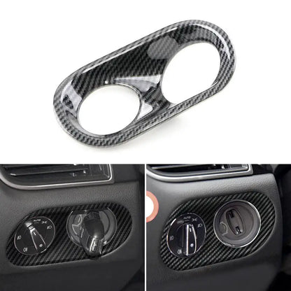 ABS Carbon Fiber Printed Headlight Switch Button Cover Frame Trim For Porsche MACAN 2014 2015 2016 2017 2018 2019 2020 LHD