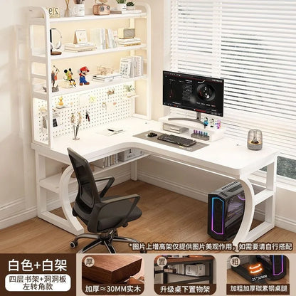 Computer Desk Corner Multi Functional Double Writing Table L Shaped Office Desk with Bookshelf Study Desk for Home Furniture