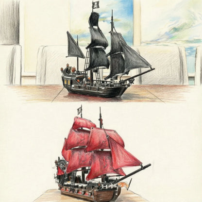 Pirates of the Caribbean Black Pearl Queen Anne's Revenge Ghost Ship Building Block Model 4184 4195 Set