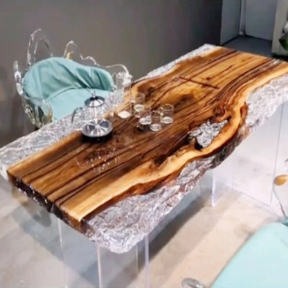 Waterfall epoxy resin wooden coffee table rosewood coffee table live edge epoxy resin coffee table