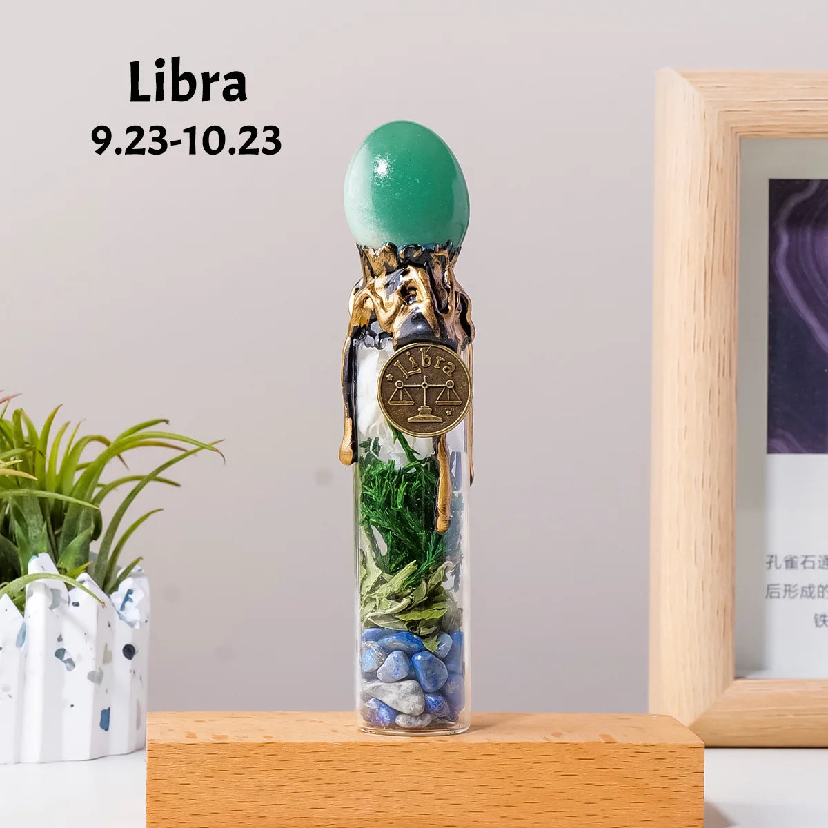1PC Natural Crystal Zodiac Wishing Bottle, Magic Energy Healing Stone Drifting Bottle with Raw Stones, Spiritual Divination Reik