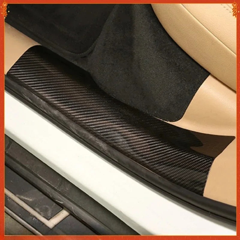 For Porsche Macan Real Dry Carbon Fiber Interior Decoration Welcome Pedal Built-in Door Sill Strip Modification Accessories