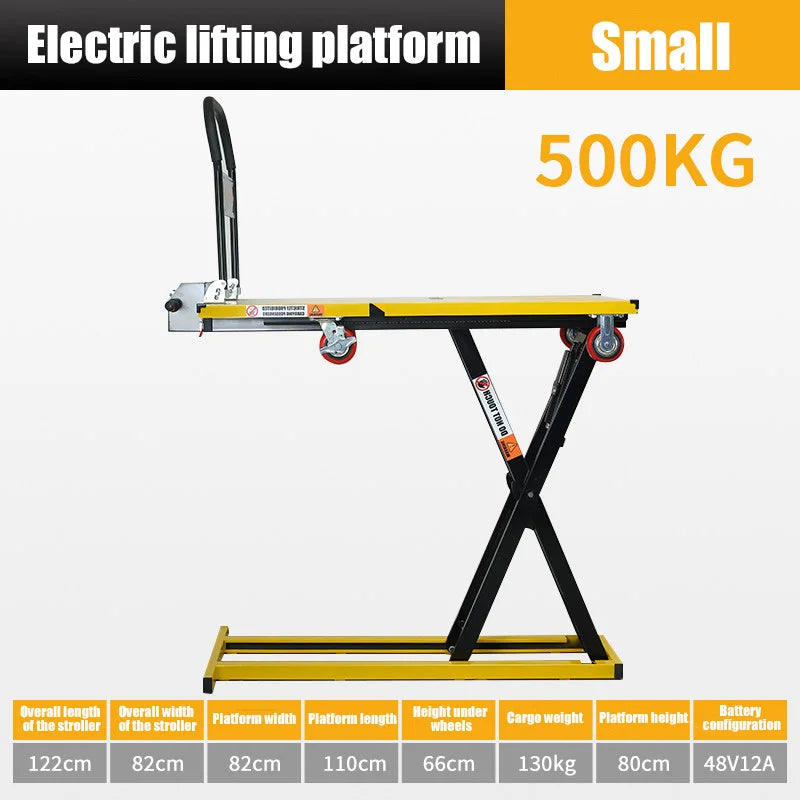 Electric Hydraulic Lithium Battery Lifting Platform Cart Suitable Small Truck Van Lifting Table Small Lifting Table 300/500KG
