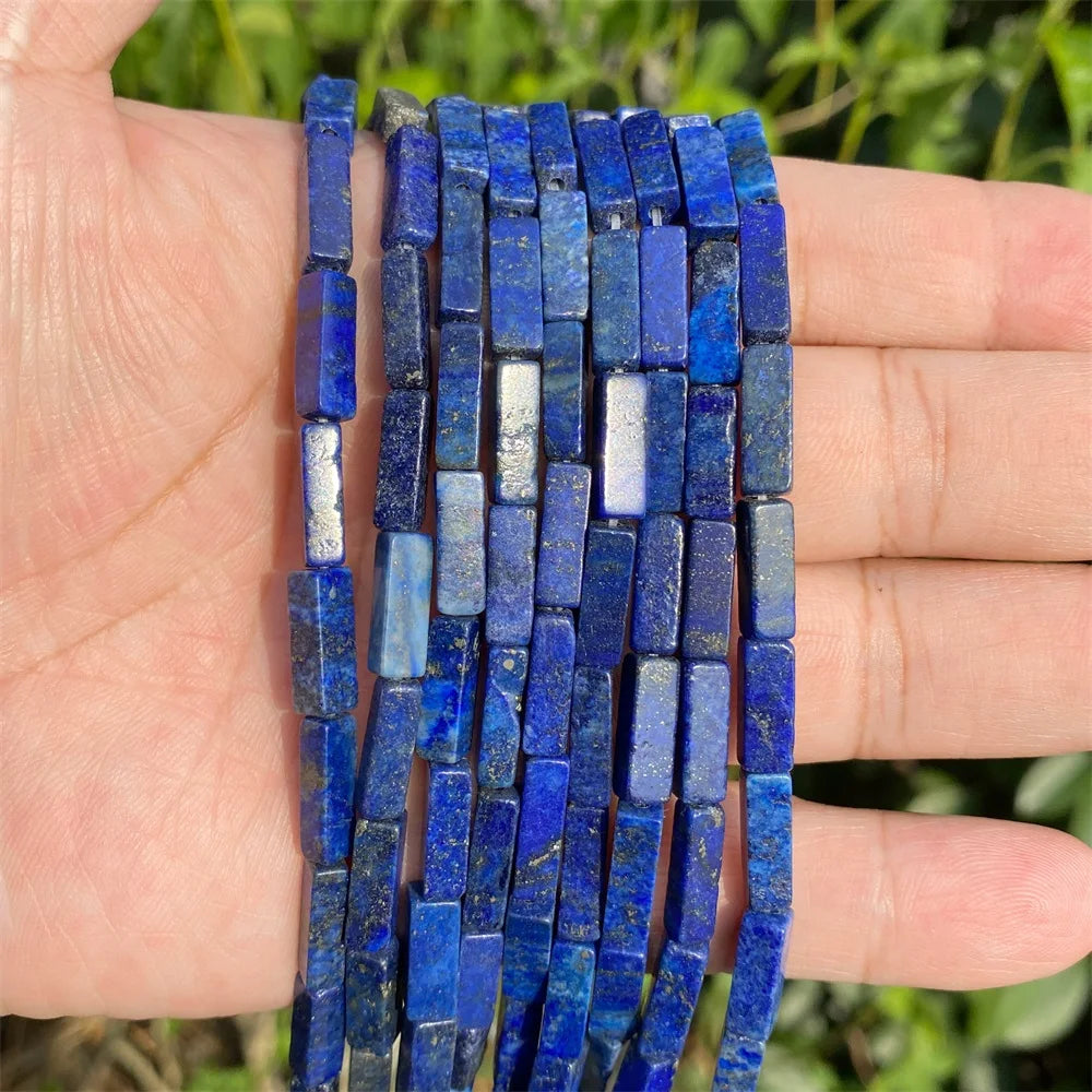 4x13mm Natural Stone Tube Rectangle Sea Sediment Lapis Lazuli Opal Amethysts Quartz Beads for Jewelry Making DIY Bracelet