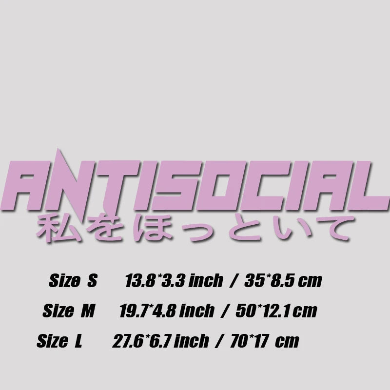 JDM Style 'ANTISOCIRL' Vinyls Decal, Windshield Rear Window Decal Car Sticker Banner, High Quality for Car Truck & LAPTOP!