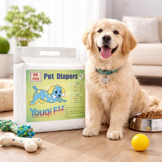 66-piece large pack of new pet diapers, ultra-thin and breathable, comfortable and soft, instant absorption and dryness, suitable for female dogs during their menstrual period