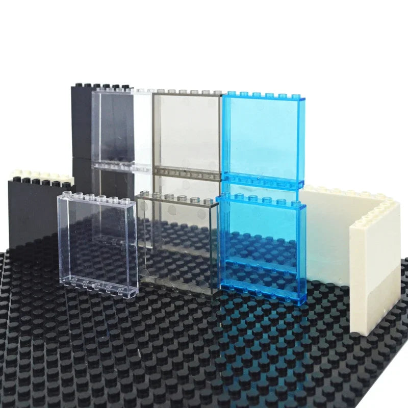 DIY Building Block 10pcs Door Window Frame Wall City 1x6x5 1*4x3 Glass Transparent Panel House Parts MOC Bricks 59350 59349 Toy