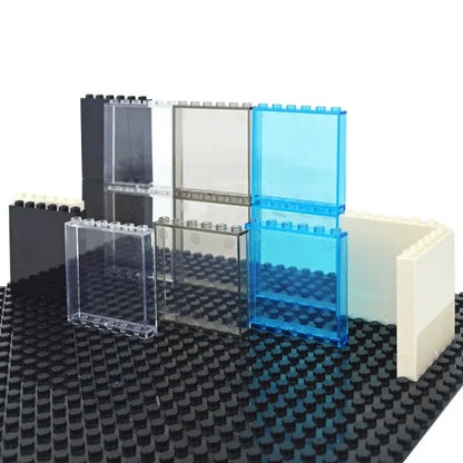 DIY Building Block 10pcs Door Window Frame Wall City 1x6x5 1*4x3 Glass Transparent Panel House Parts MOC Bricks 59350 59349 Toy