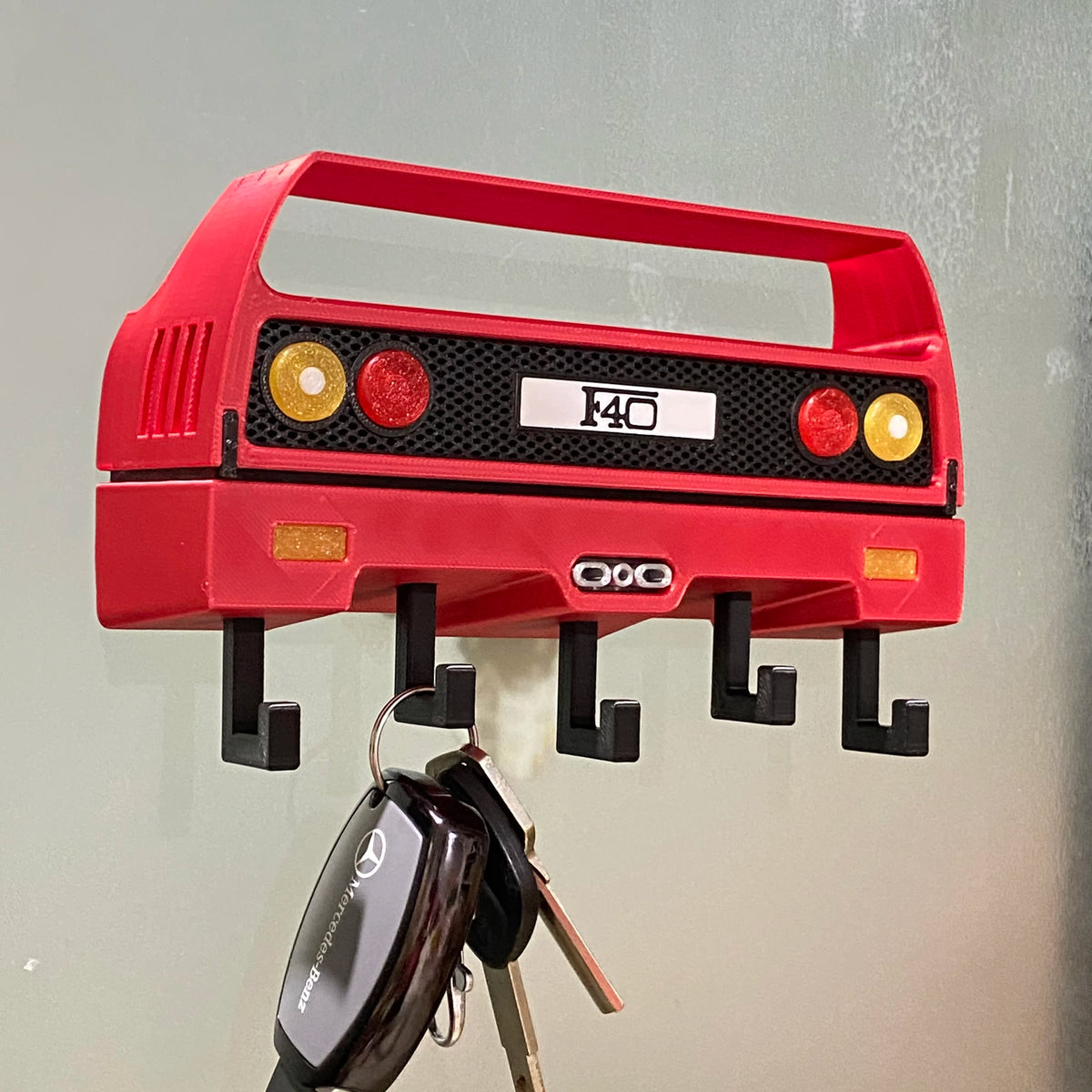 3D Printed Classic Supercar Rear Wall Key Holder Hooks F40 Car Enthusiasts Gift Wall Mount Key Organizer For Keys Glasses Small