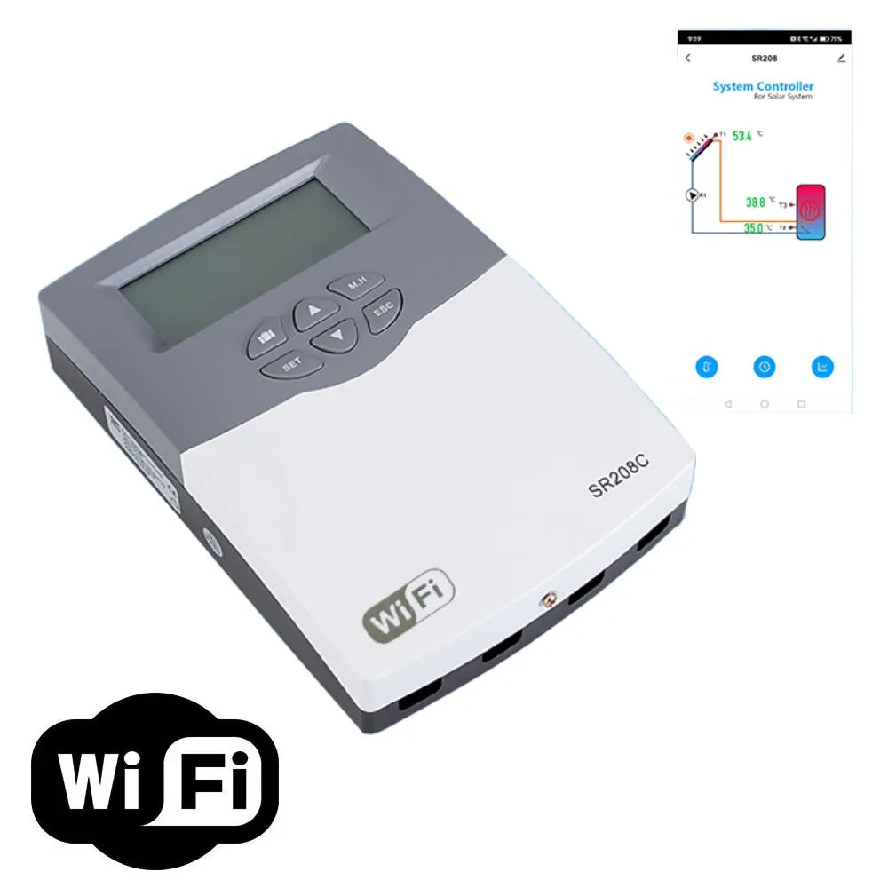 Solar Water Heater Controller SR208C Wi-Fi App For Solar System Load Tank Heating Tube Collector Cooling Shutdown