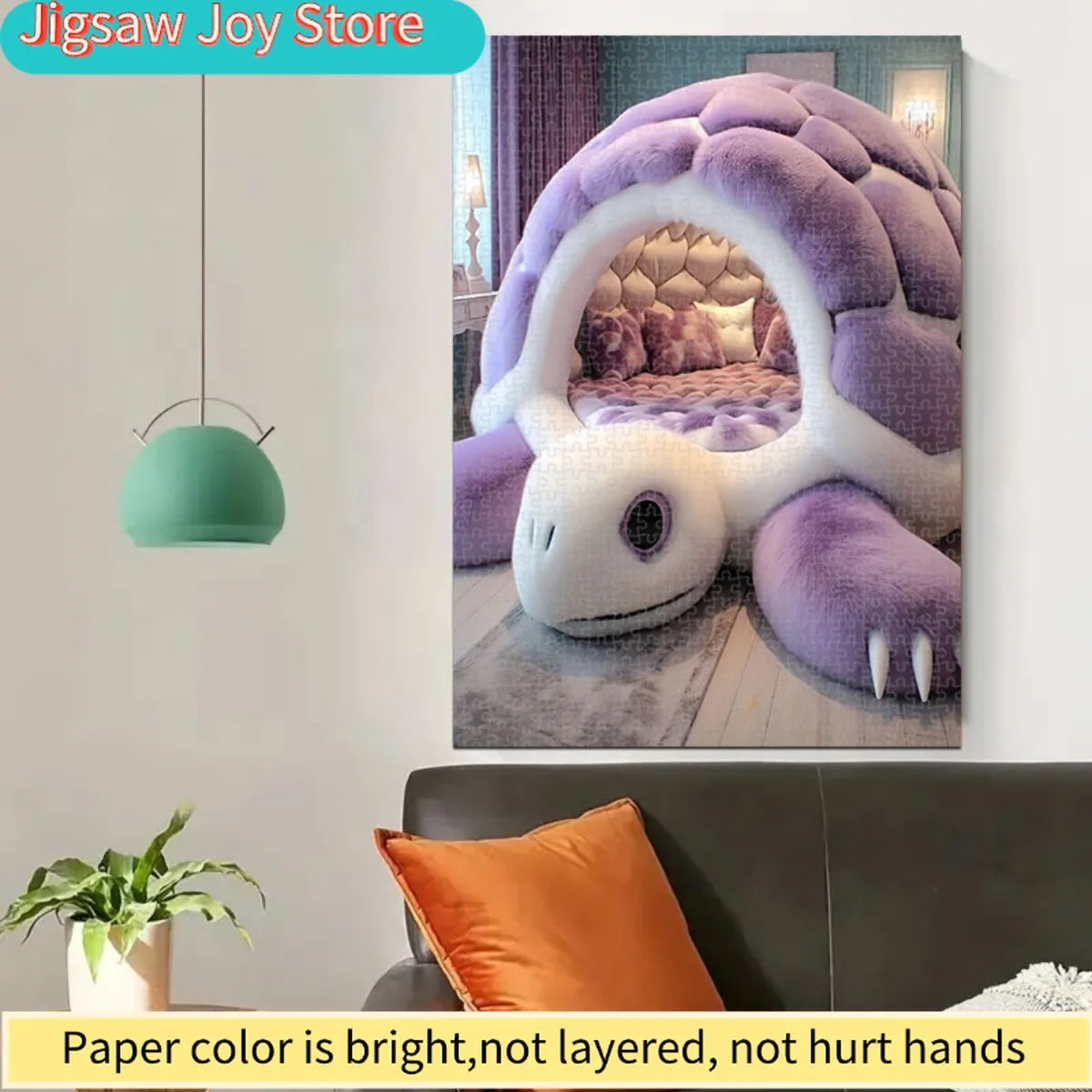 1, 000pcs Puzzle a Purple Turtle Bed, Designed for Living Room Decoration. Made from Soft Plush M