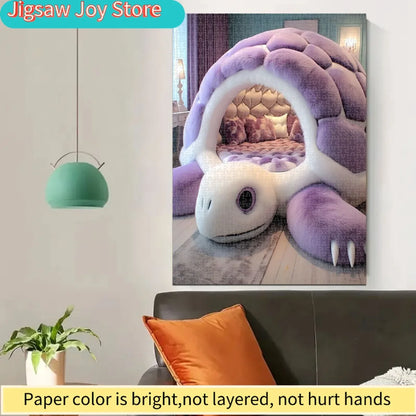 1, 000pcs Puzzle a Purple Turtle Bed, Designed for Living Room Decoration. Made from Soft Plush M