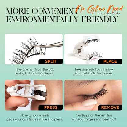 VYRILA Soft Magnetic Eyelashes No Glue Needed Reusable Natural Look 3D Lashes Easy Apply Soft Magnetic Lashes Kit for Eye Makeup