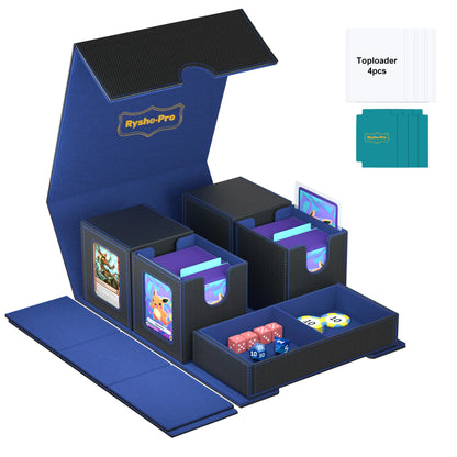 3in1 Deck Box Sports Card Storage Box Fits 200+ Single Sleeved Card Deck Case for MTG TCG CCG Cards with 4 Dividers 2 Toploaders