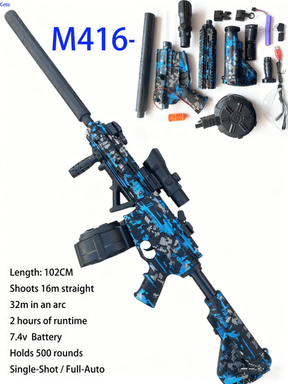 M416 Tactical Outdoor Gel Blasters Full Auto Electric Gel Ball Blaster Purple Black Long Range for Outdoor Games Toys Gun Gift