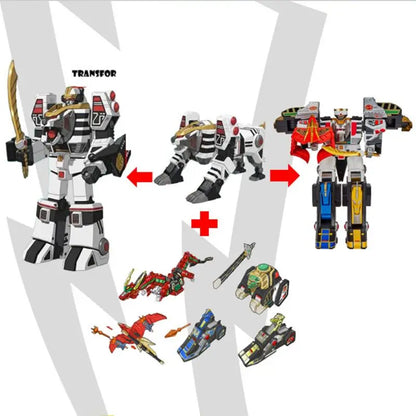 Playmates Toys Power Rangers White Tiger Zord Deformable Mecha Robot Combinable Action Figure Adult Collectible Battle Toy