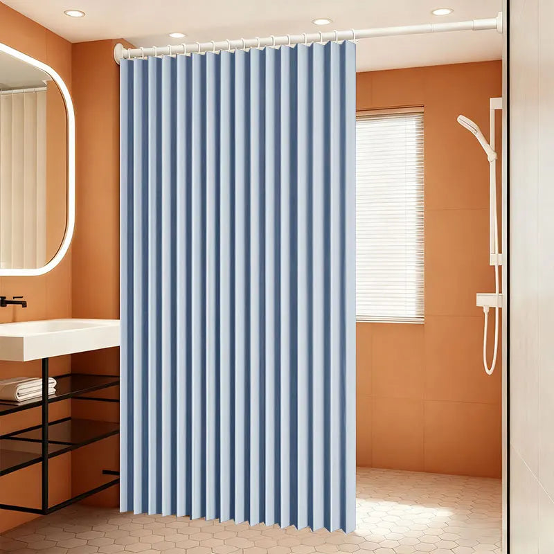 Foldable Magnetic Shower Curtain with Magnetic Buckle Waterproof Bathroom Privacy Screen Dry Wet Separation for Home Hotel