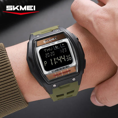 SKMEI 2750 Fashion Men Electronic Watch Solar Power Large Screen Luminous Calendar Multifunctional Outdoor Sport Watches for Man