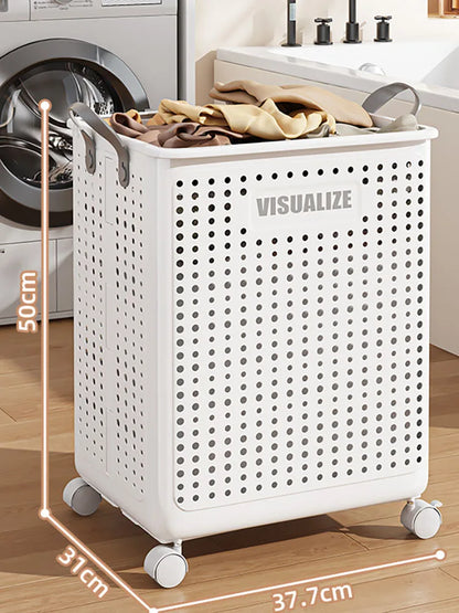 Extra Large Wheeled Folding Laundry Basket Breathable Large Capacity with Handles Suitable For Families Hotels and Dormitories