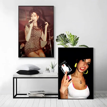 Singer Amy Winehouse Poster Classic poster and wall art prints are suitable for living rooms, bedrooms,and home