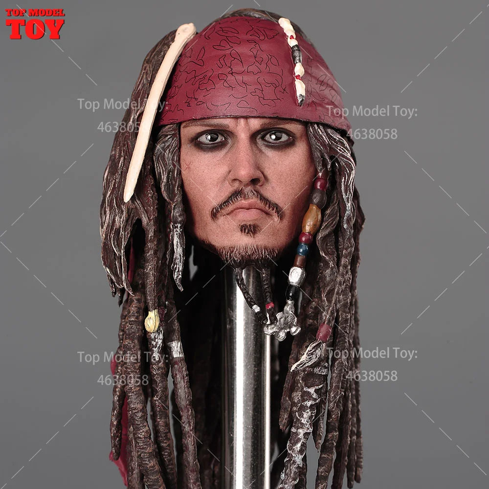 1/6 Scale Johnny Depp Head Sculpt Carving Model Resin Hair Fit 12'' Male Soldier Action Figure Body Dolls Toy