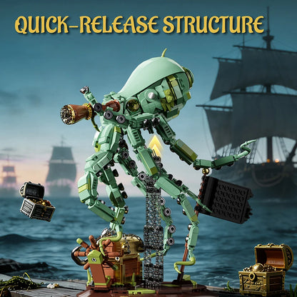 Pirate Building Blocks Octopus Sea Monster Adventure Treasure Hunt Puzzle Toy for Kids Adults STEM Educational Gifts 1128pcs