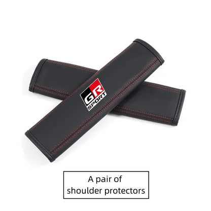 PU Leather Car Headrest Pillow Seatbelt Shoulder Pad For Toyota GR Sport GAZOO RACING Yaris Hil Corolla Car Accessories