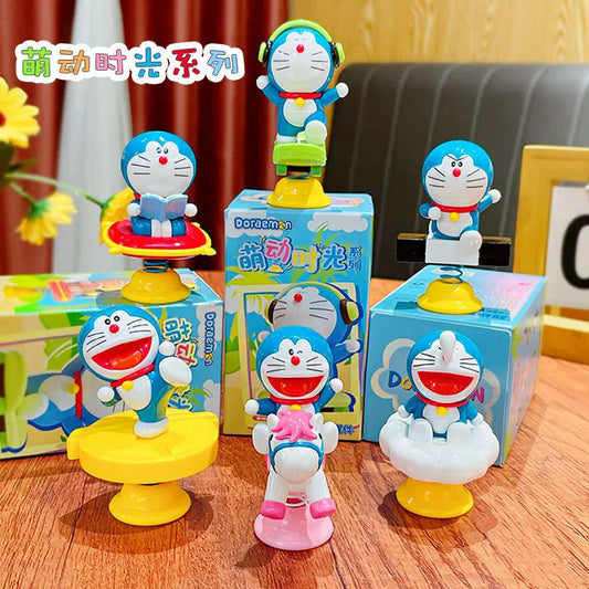 Cartoon cute Doraemon adorable moving time shake car home decor desktop decoration kawaii trendy toy hand-made figure toy gift