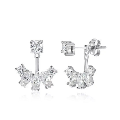 Smyoue Certified All Moissanite Drop Earrings for Women Detachable Earcuff Party Jewelry Pure 925 Silver Stud Earring 2 Use Way