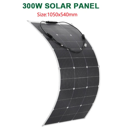 300W 600W Flexible Solar Panel With 60A Solar Regulator Cable For 12V Battery Charger Home Roof Outdoor Camping Car RV Boat